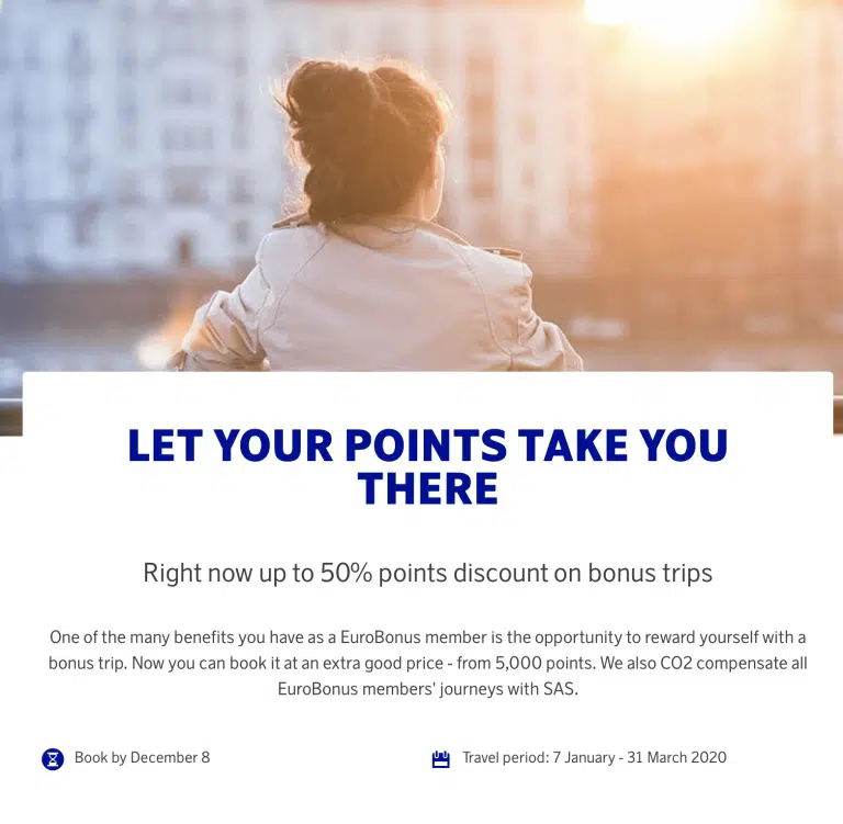 BOOK NOW: SAS up to 50% Off When Booking with EuroBonus Points before Dec 8!