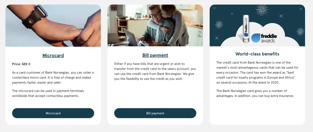 Other services from the Bank Norwegian Visa