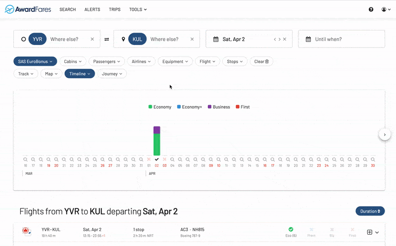 AwardFares new features May 2022 - Seat Maps 1