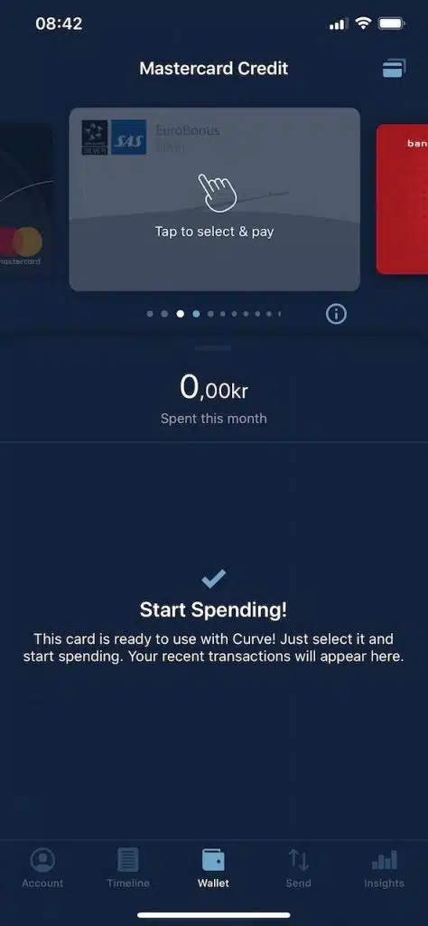 Add the SAS EuroBonus Mastercard to Curve