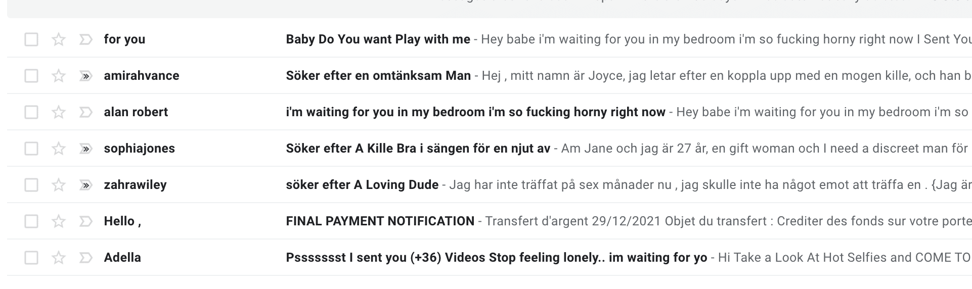spam on your gmail inbox for not using a VPN service