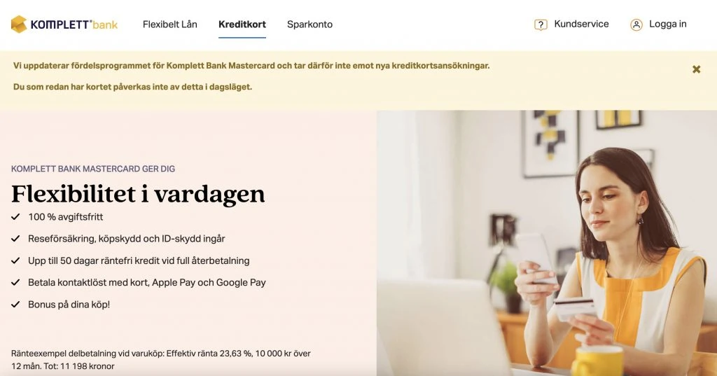 Komplett Bank Stops Issuing Credit Cards in Sweden (2022)