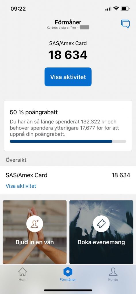 SAS Amex Elite Fly 2 for 1 voucher (2022)