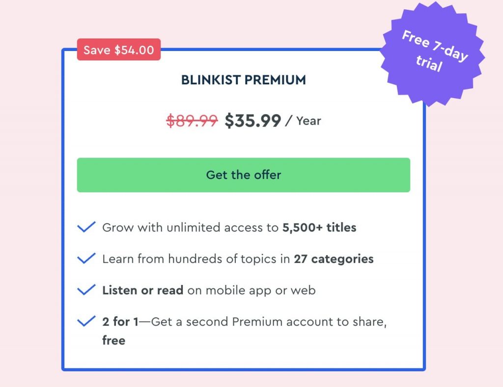 Blinkist Premium 60% Off. Blinkist Black Friday 2022 Sale