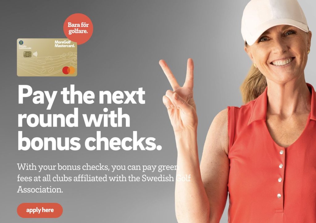 MoreGolf Mastercard: Bonus checks (100 SEK)