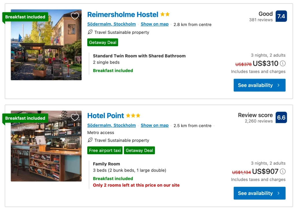 Booking.com Getaway Deals 2023 in Stockholm