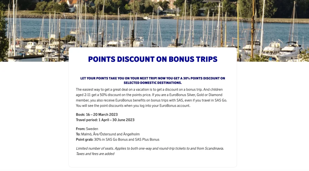 SAS EuroBonus Points Discount (2023)