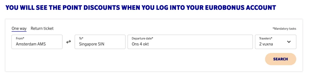 SAS EuroBonus Points Discount (2023)