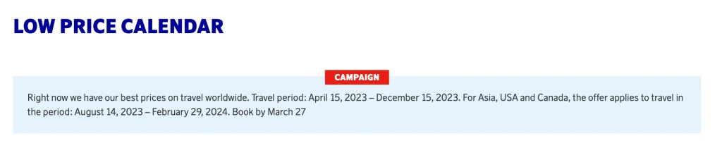 Scandinavian Airlines Promo March 2023 - Terms