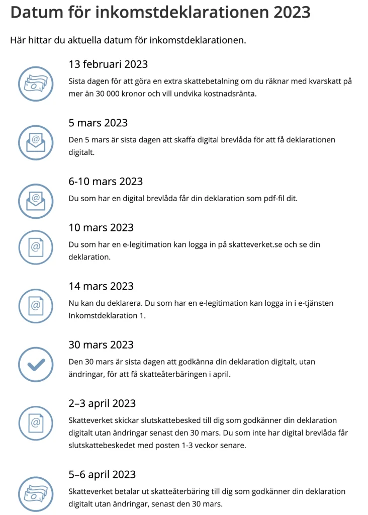 Skatteverket Tax Return Dates 2023