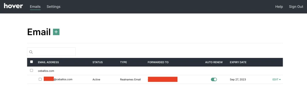 Hover Realnames - Email Setup
