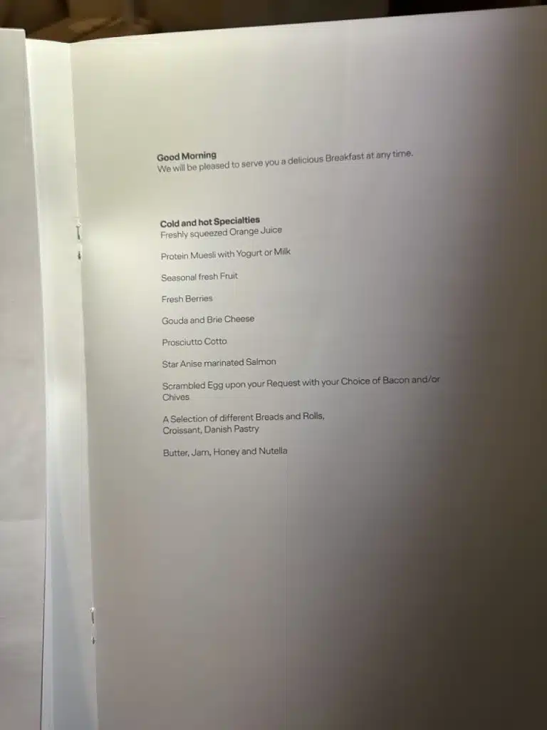 Lufthansa 747-8 First Class in 2023 - Menu