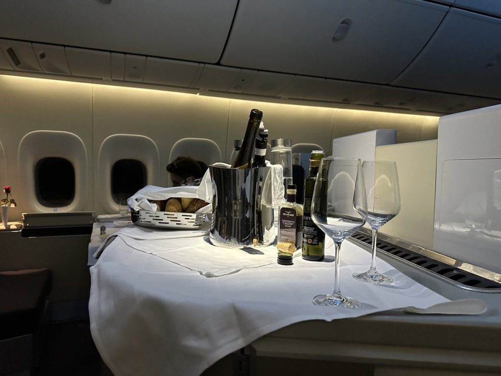 Lufthansa 747-8 First Class in 2023 - Dinner 3