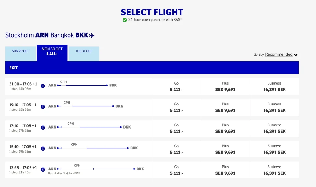 Stockholm to Bangkok on SAS new route to Thailand