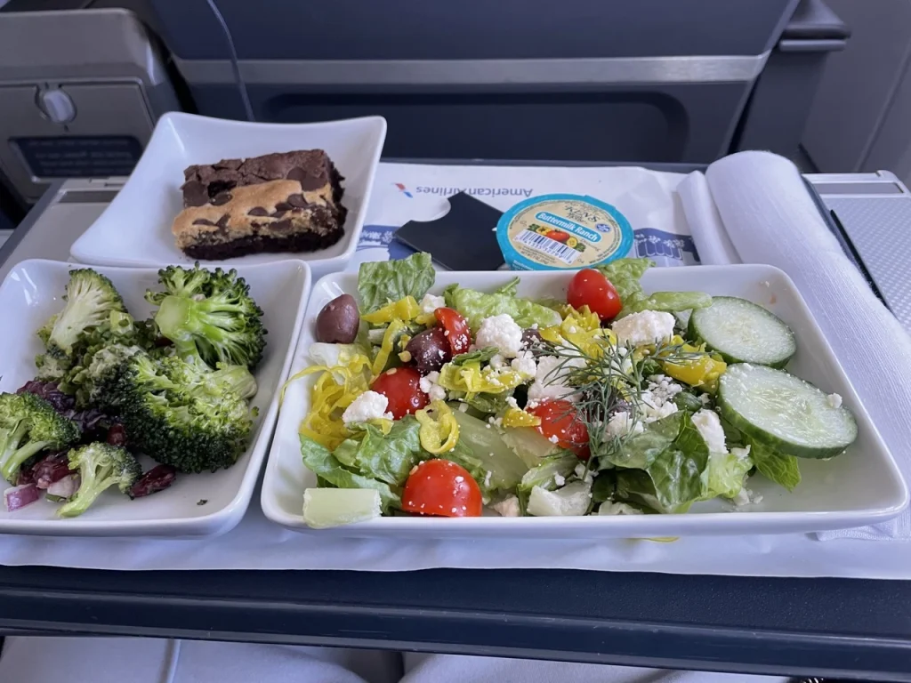 American Airlines A321neo First Class In 2023 - Lunch / Sallad