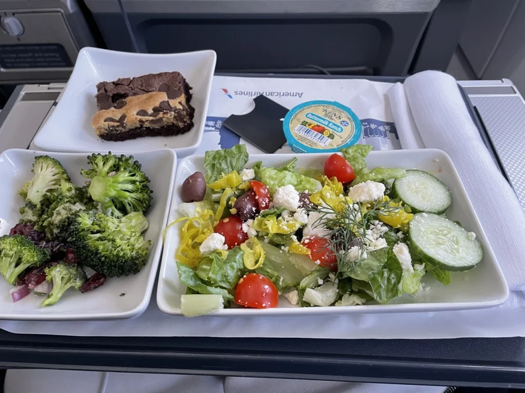 American Airlines A321neo First Class In 2023 - Lunch / Sallad
