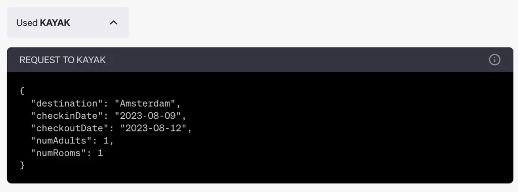 Kayak ChatGPT Plugin Test 5