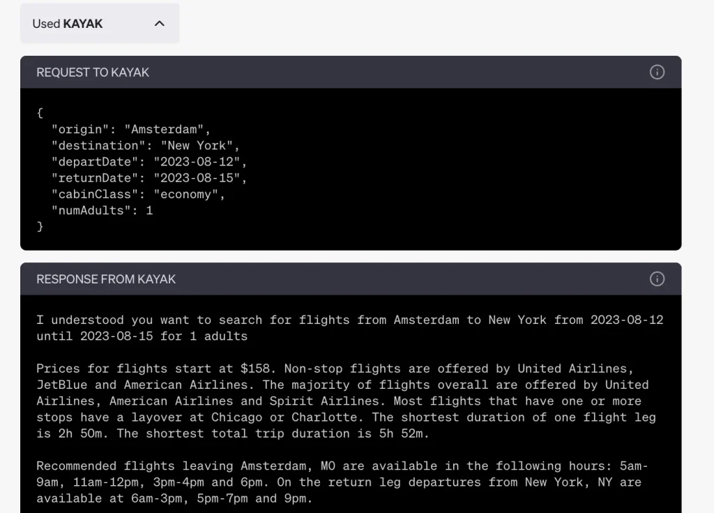 Kayak ChatGPT Plugin Test 7