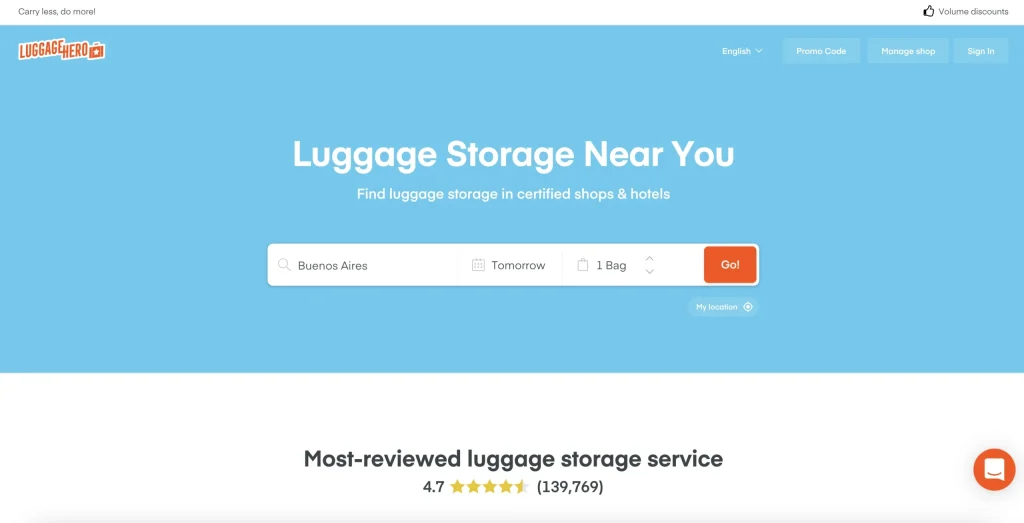 LuggageHero - One of the best luggage storage solutions in 2023.