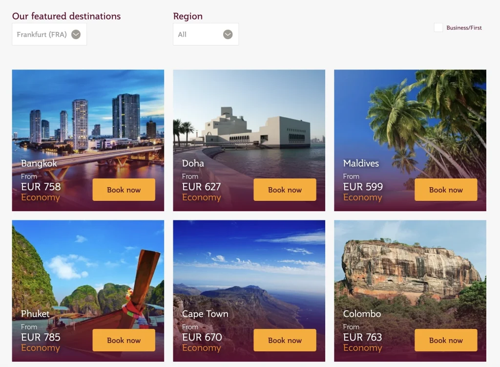 Qatar Airways 20% Off Privilege Club Sale - Frankfurt