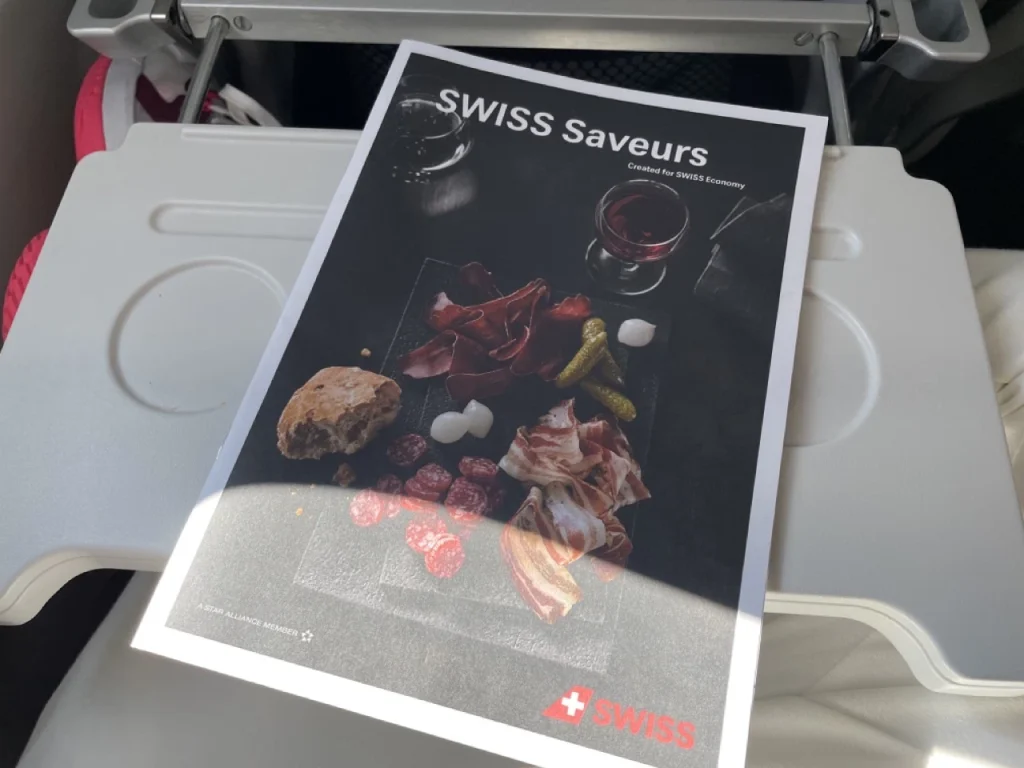 Swiss A320neo Economy Class Menu