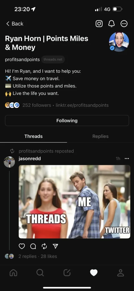 Points Miles and Money on Instagram Threads (2023) - Ryan Horn