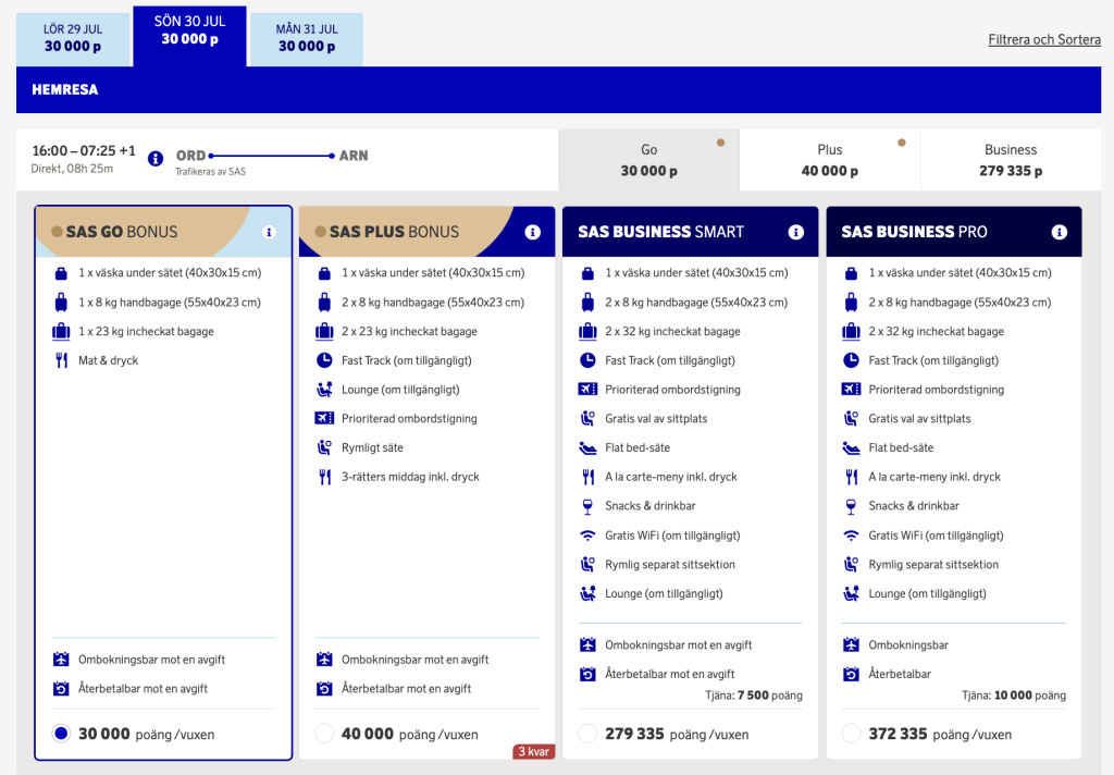 SAS Chicago to Stockholm - July 2023
