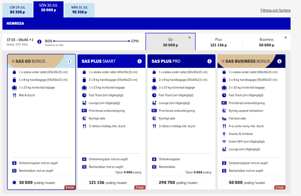 SAS Boston to Copenhagen - July 2023