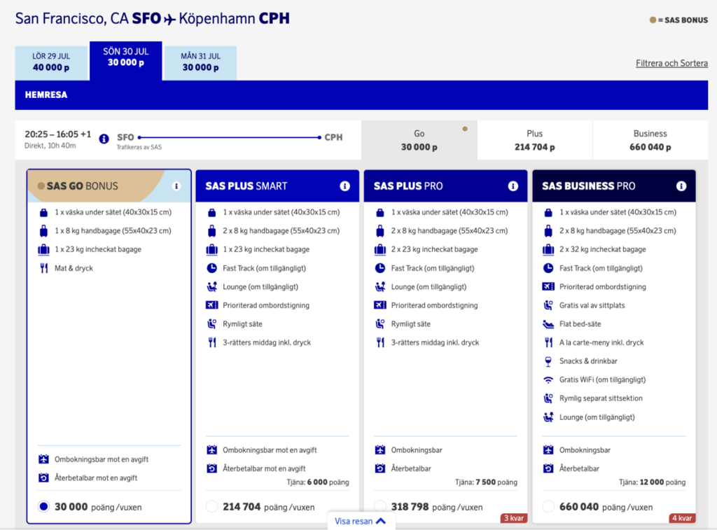 SAS San Francisco to Copenhagen - July 2023