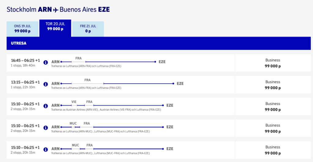 SAS Stockholm to Buenos Aires - July 2023