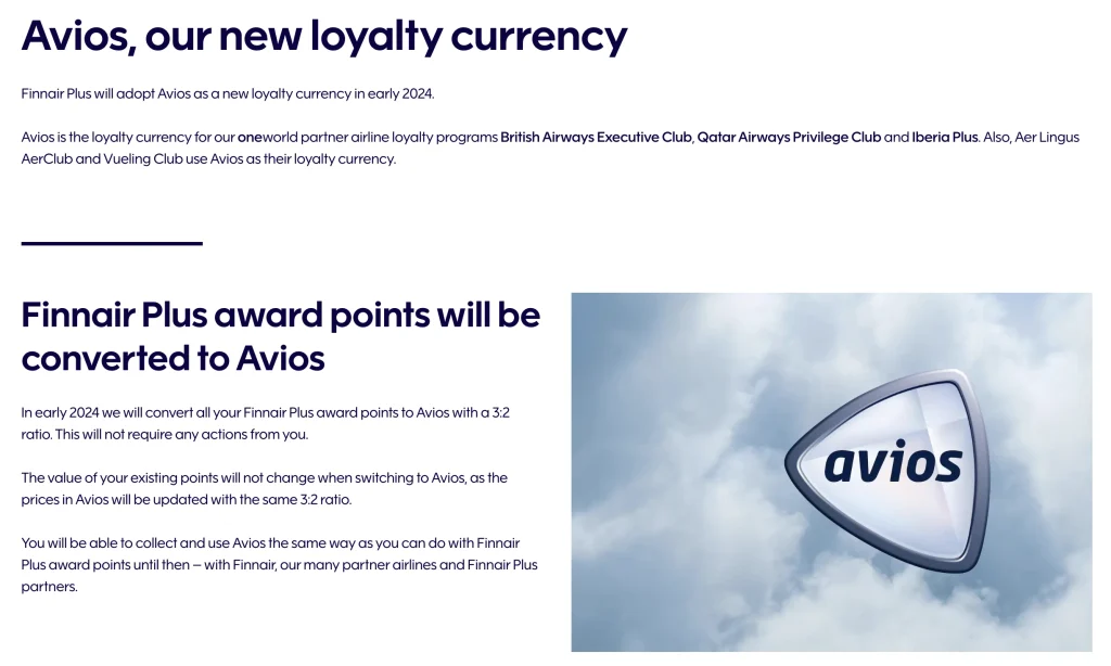 Finnair Plus Adopts Avios in 2024