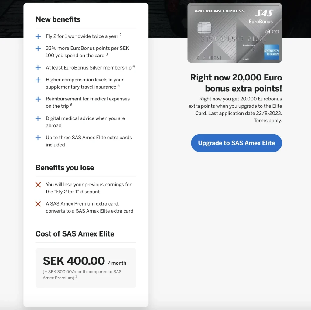 SAS Amex Upgrade Premium to Elite