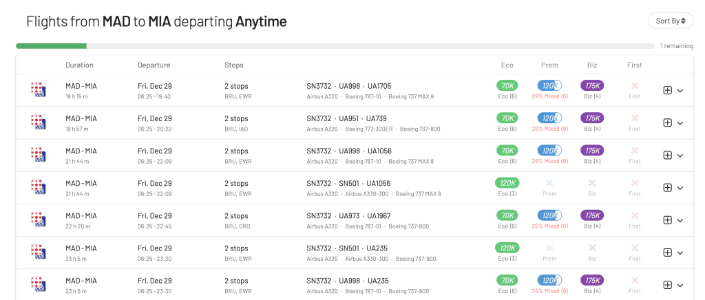 AwardFares lets you search for mixed cabin award flights
