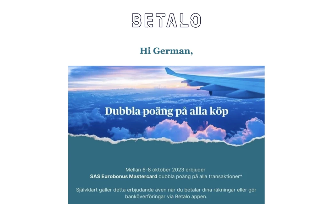 Double Points with the SAS EuroBonus Mastercard (Oct 6-8)