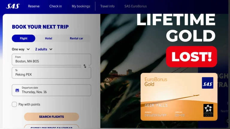 I lost my SAS EuroBonus Lifetime Gold Progress