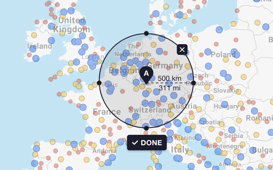 FlightConnections draw an area