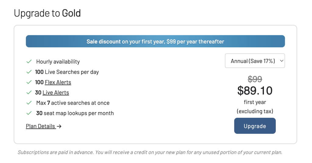 AwardFares Black Friday 2025 discount on Gold plan