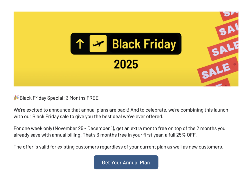 AwardFares Black Friday 2025 Offer: Get 3 Months free on annual plans (25% off)